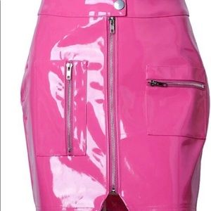 Pink Fuax Leather Skirt (medium)